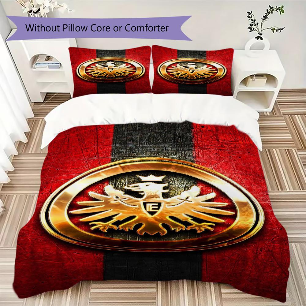 Eintracht Frankfurt Pattern Bedding,Quilt Set Quilt Cover Pillowcase Home Birthday Gift(1 * Duvet Cover + 2 * Pillowcase, Without Core)_lx