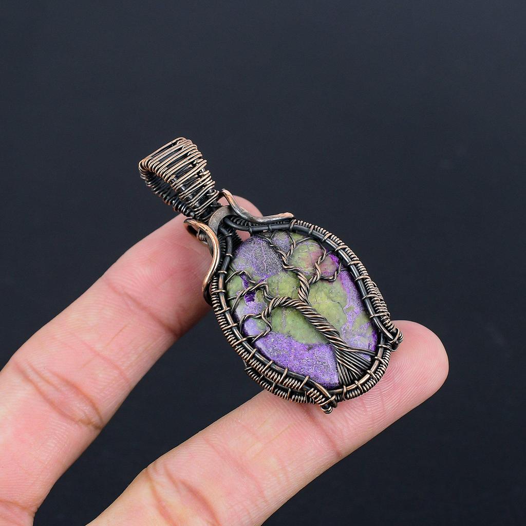 Purpurite Jewelry, 999 Copper Wire Wrapped Pendant Handmade Gemstone Jewelry, Gifts For Wife Brand New Pendant