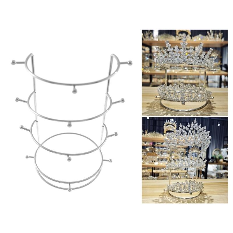 Stylish Crown Storage Stand Detachable Four Tiers Display Shelf for Exhibitions Elegant Crystal Hairband Support Holder