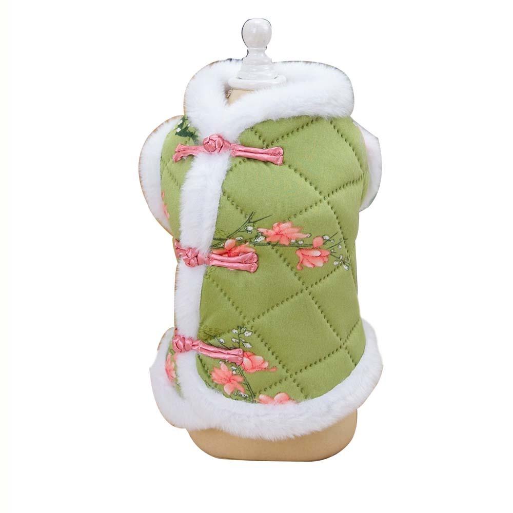 

Chinese Style Pet Dog Tang Suit Polyester Small Dogs Winter Jacket Vintage Puppy Clothes New Year M зелений