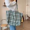 New Plaid Double-sided Dual-purpose Shoulder Bag Women's Fashion Simple Large-capacity Work Canvas Bag