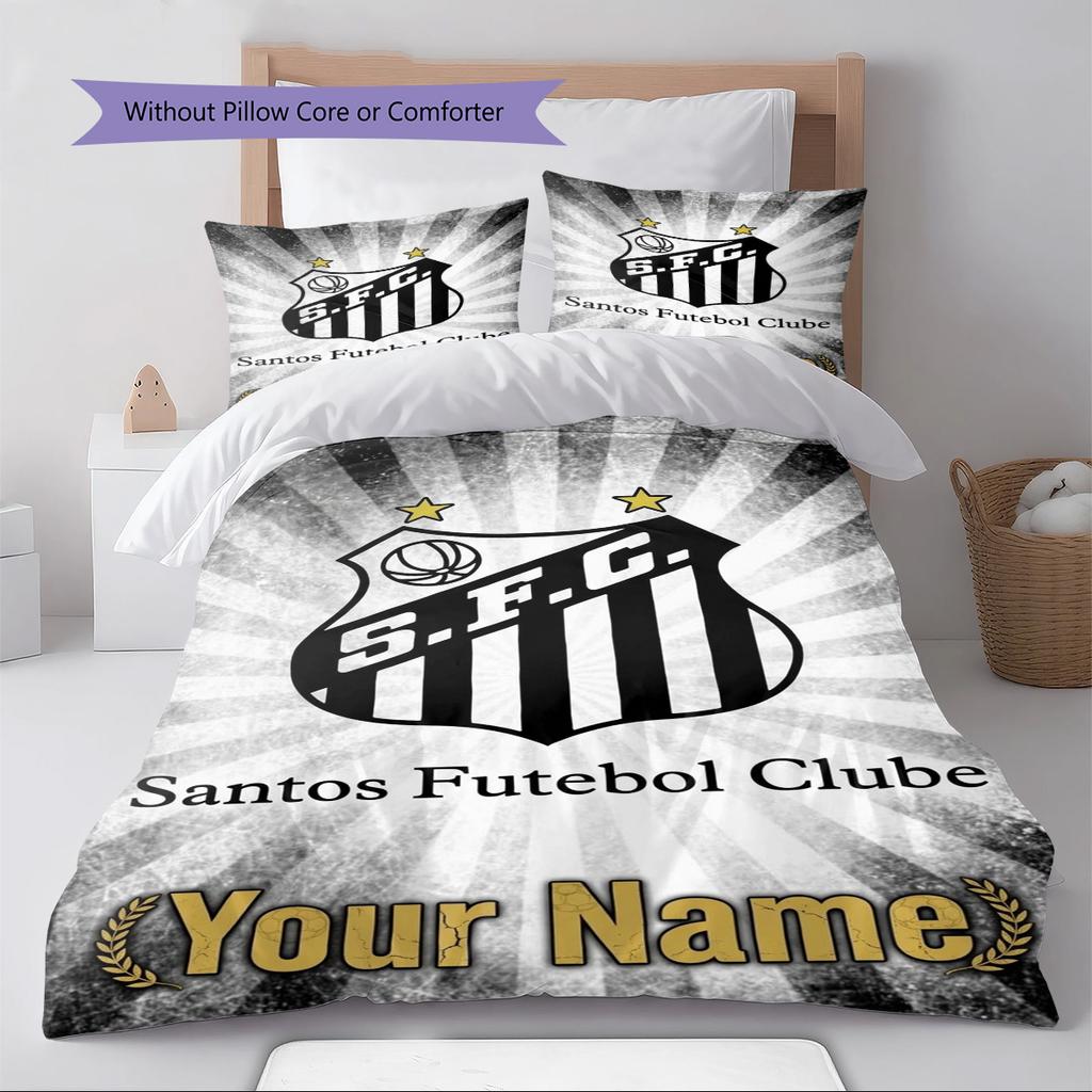 Name Custom Santos FC Pattern Bedding Set Quilt Cover Pillowcase Home Decor Gift (1 * duvet cover + 2 * pillowcase, without core)