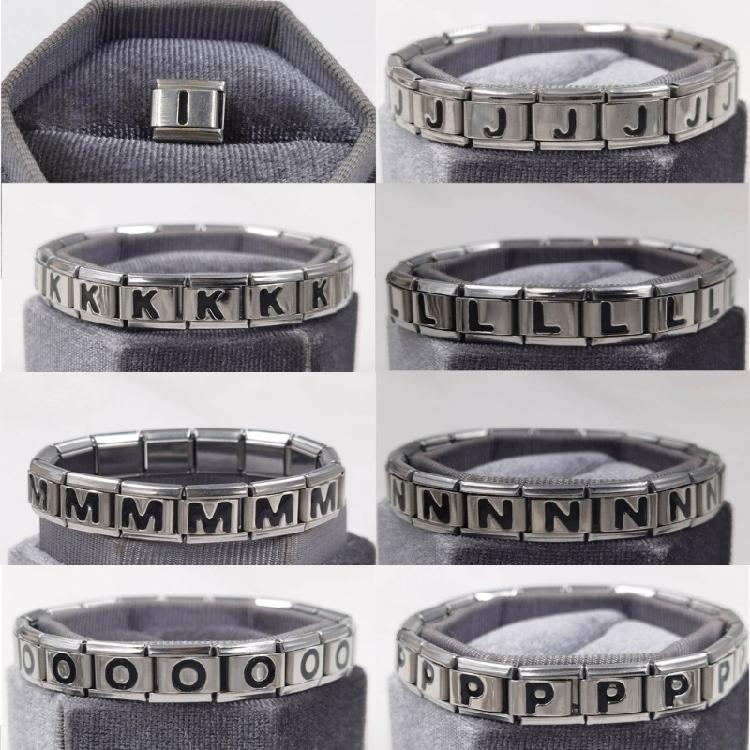 Italian Jewelry Charm Link Vintage Square Letter Beads Stainless Steel Material