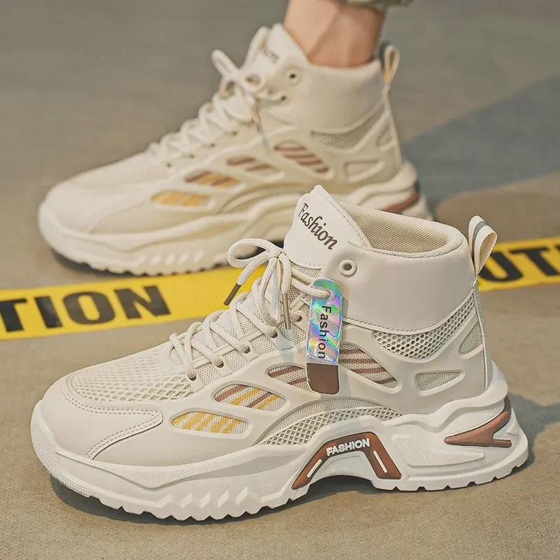 Summer 2025 Men's Youth Casual High-Top Breathable Mesh Sports Shoes