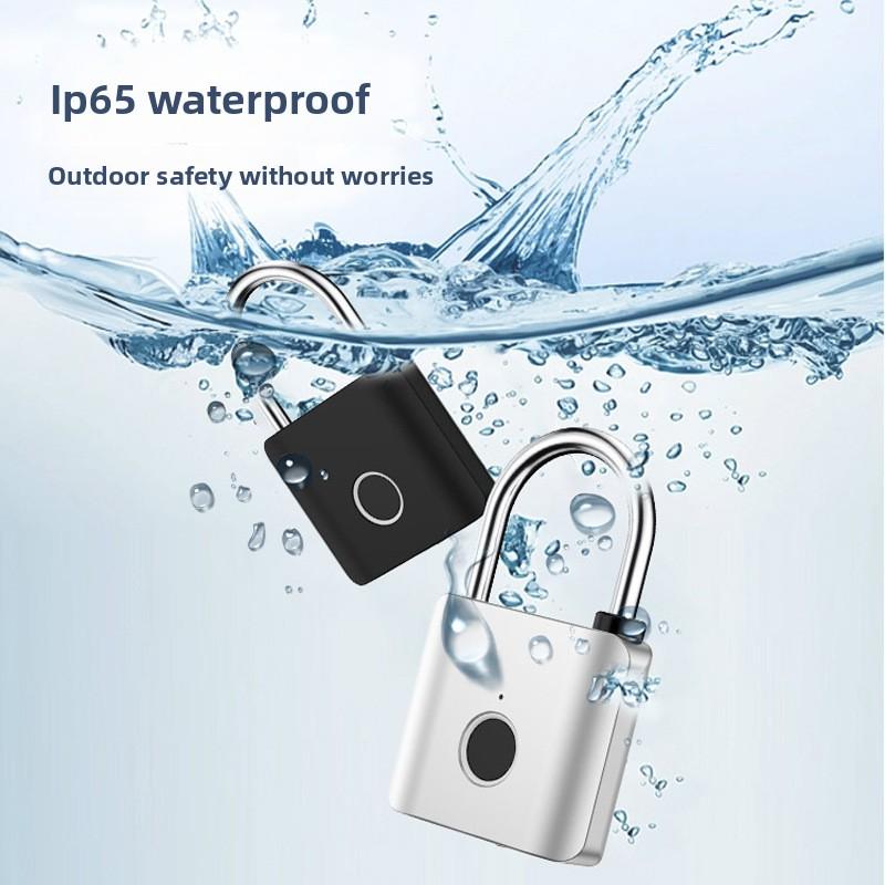 USB Smart Fingerprint Padlock Keyless Biometric Security Touch Quick Unlock Metal IP65 Waterproof for Gym Locker Luggage (Black,Fingerprint) чёрный