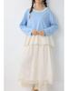 Spring Japanese Literary Lace Collar Knit T-shirt: Loose Embroidered Pure Cotton Layered Top for Women