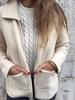 Autumn and Winter New Women's Lapel Solid Color Zipper Pocket Jacket Medium-length Coat