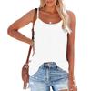 Damen Spaghettiträger-Top mit U-Ausschnitt Ärmellos Lockerer Schnitt Eis-Krepp Tanktop Rückseite Uni Cut-Out Lässige Sommer-Weste