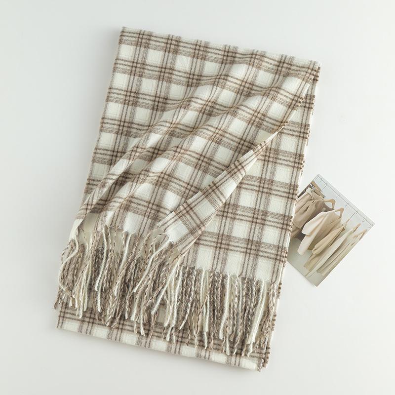 

Versatile Women s Houndstooth Scarf: Black & White Korean Style, Cashmere-Like, Thickened, Warm, Two-Way Shawl for Autumn & Winter 70*200cm