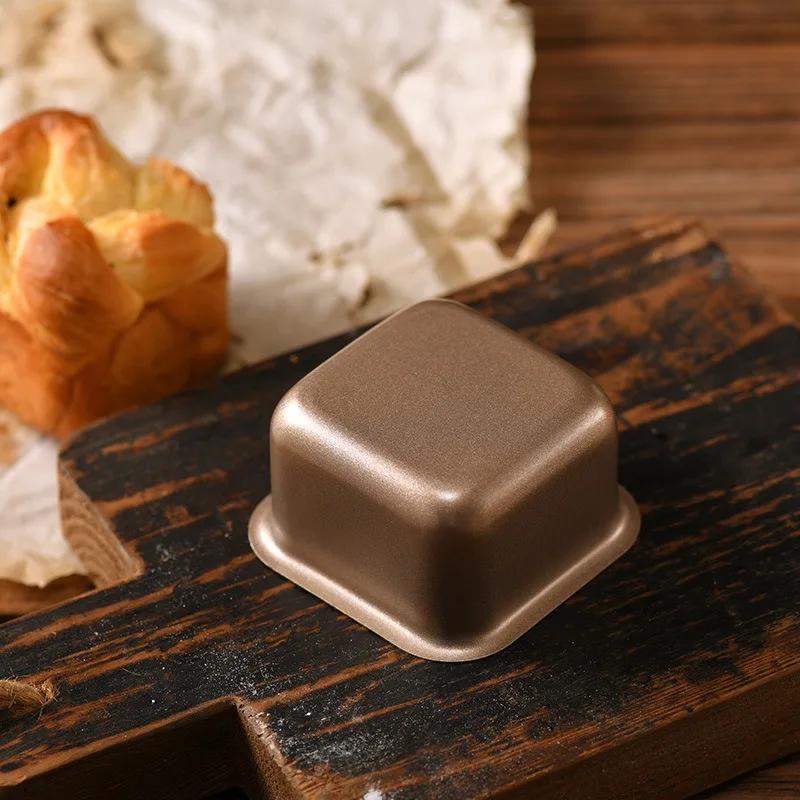 4pcs Square Carbon Steel Cake Mold Non-stick Small Bread Toast Trays Baking Pan Multifunctional Mousse Cup Kitchen Baking Tools