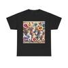 Unisex Adult T Shirt Kittens Playing Floral Pattern Scrapbook