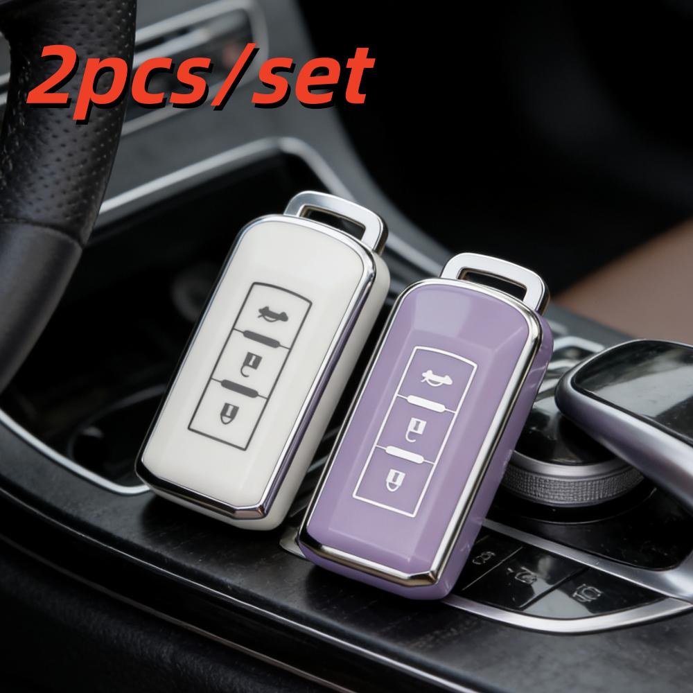 2pcs Car Key Case Covers For Mitsubishi Xpander Outlander ASX Pajero Eclipse Cross Montero Accessories