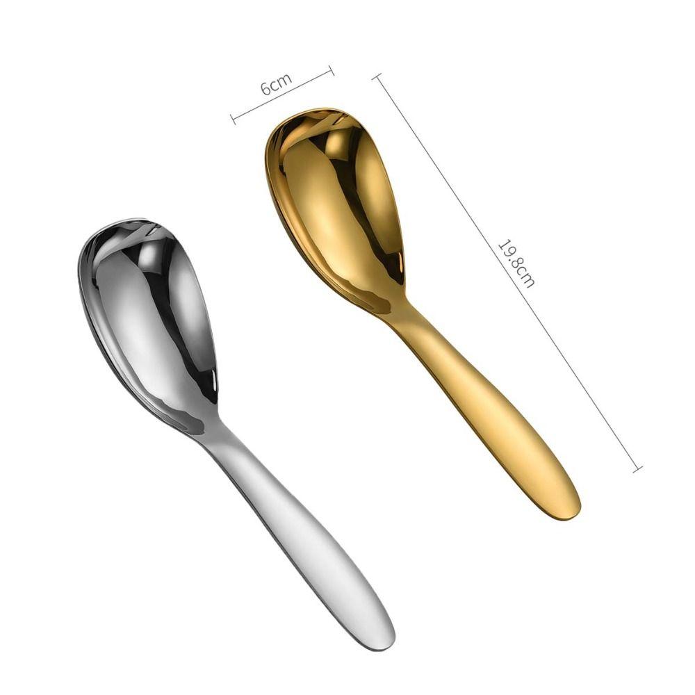 304 Stainless Steel Serving Spoon Flat Bottom Soup Spoon Shovel Rice Spoon  Kitchen