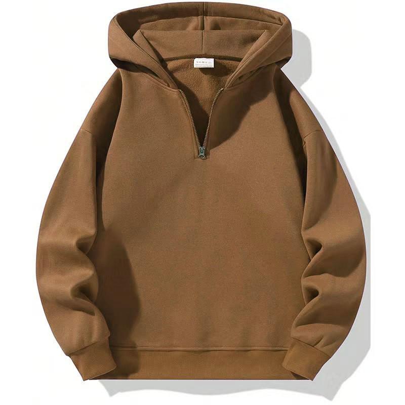 American Retro Unisex Half-Zip Hoodie Set - Loose Casual Style for Women