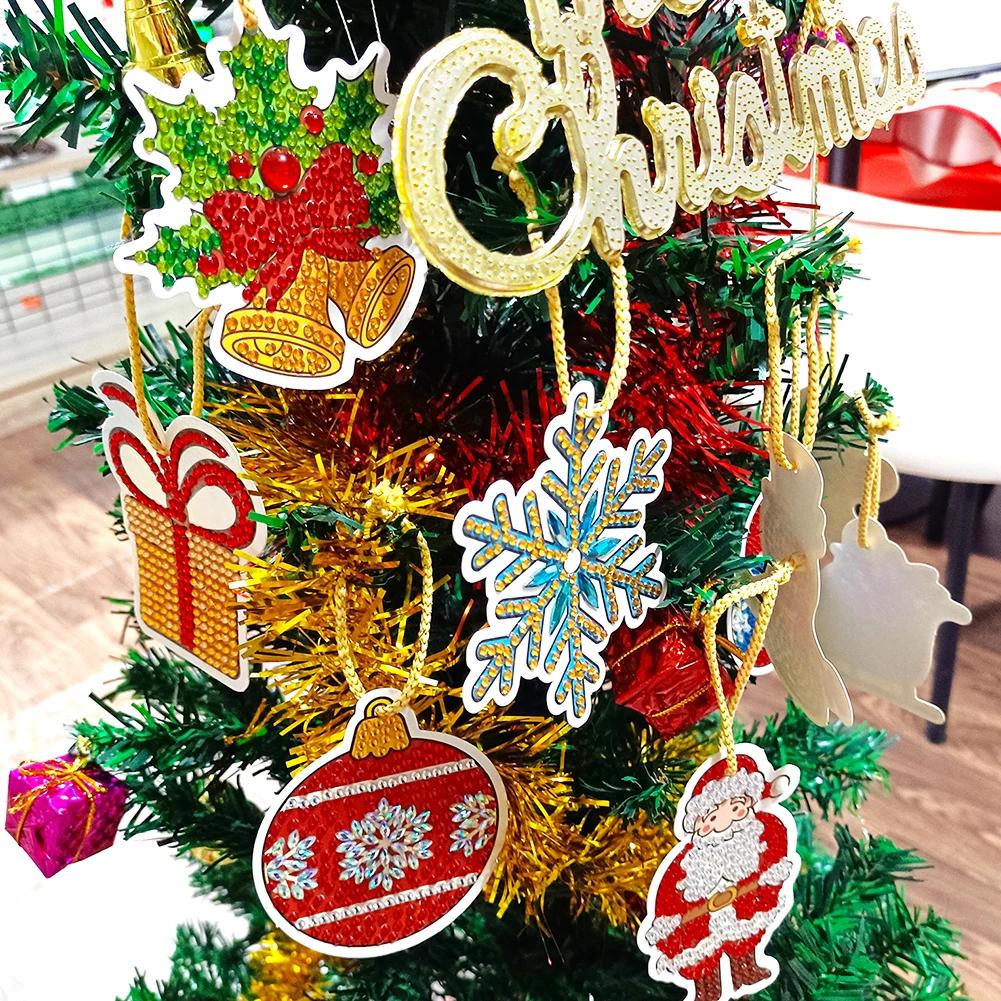 10/20/30pcs DIY Full Drills Diamond Painting Christmas Tree Pendant Hanging Ornament Christmas Decoration Natal Navided