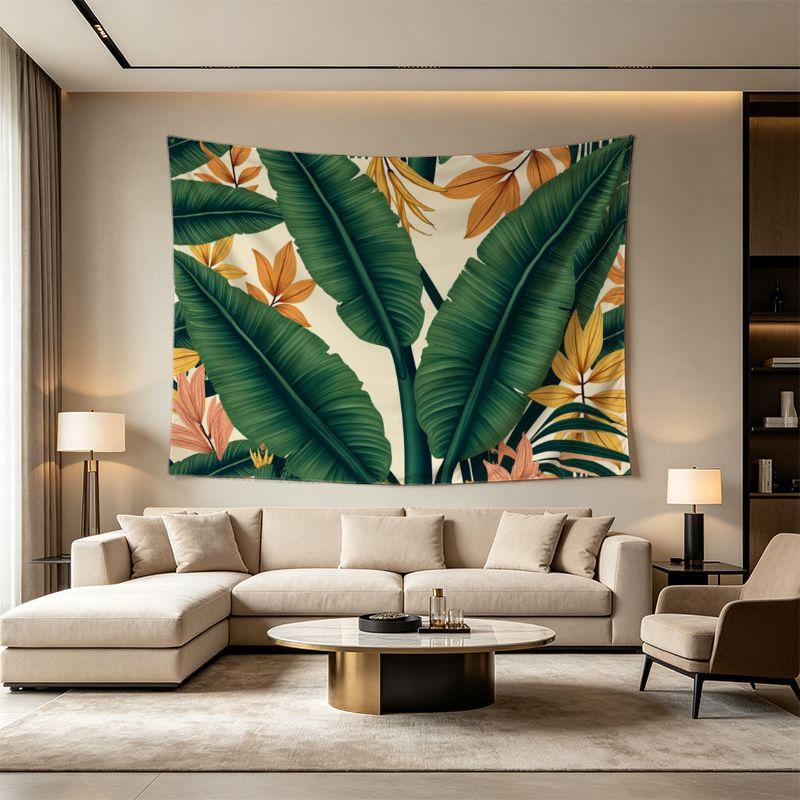 Boho Tropical Leaves Tapestry Jungle Botanical Wall Hanging Home Decor Large Size Tropical Plant Wall Art for Living Room Bedroo