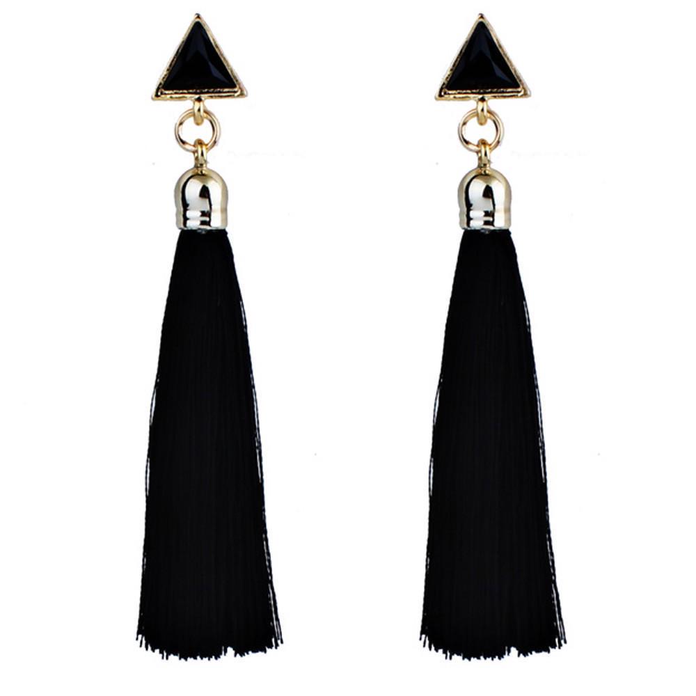 1pair Bohemian Women Ethnic Hanging Rope Tassel Earrings