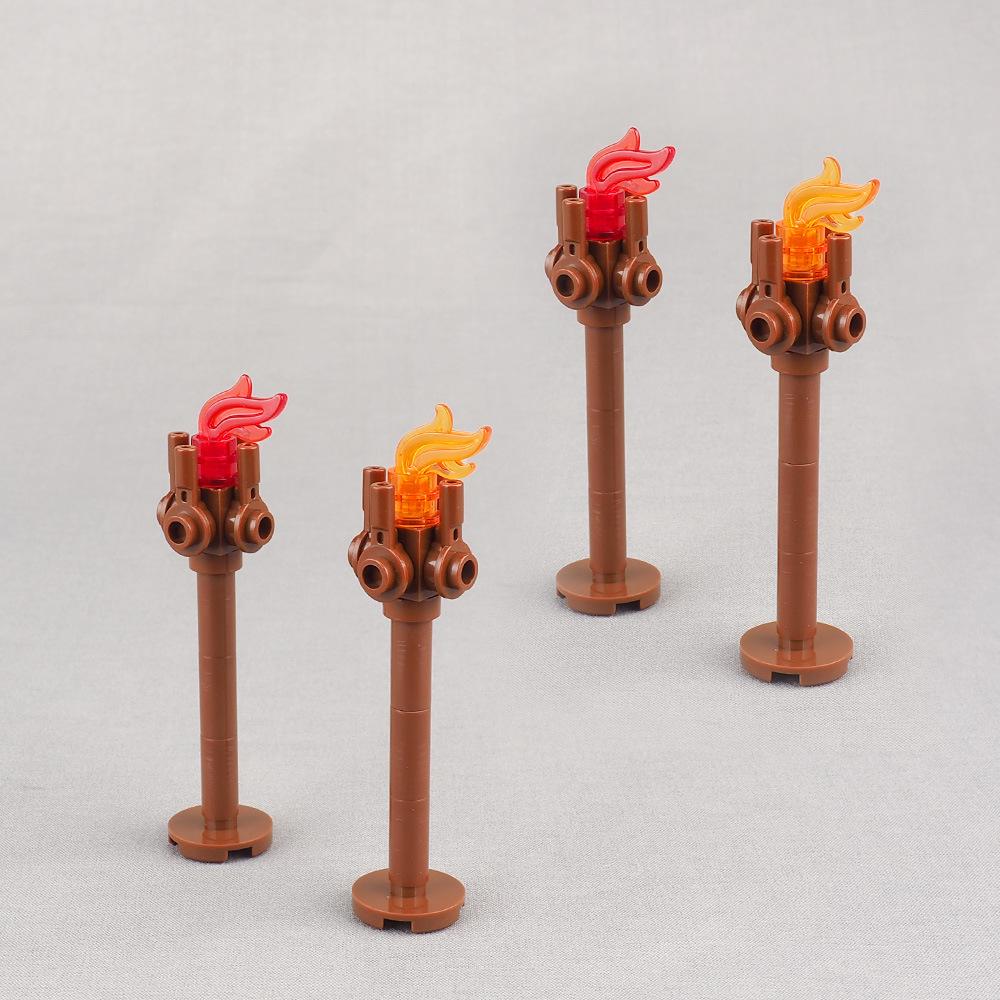 DIY Mini-Flammenwerfer Waffe Lagerfeuer-Fackel Wachturm Ziegelstein Zubehör für Baustein-Figuren