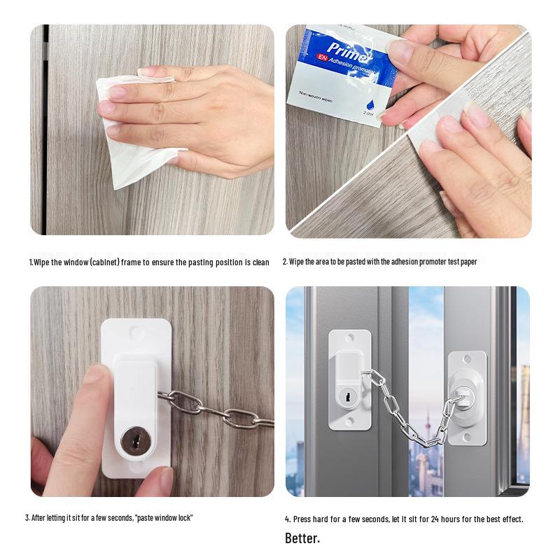 Adjustable No-Drill Child Safety Window and Door Lock