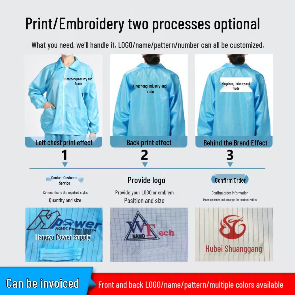 Polyester Antistatische Staubdichte Schutzkleidung mit kurzen und langen Ärmeln