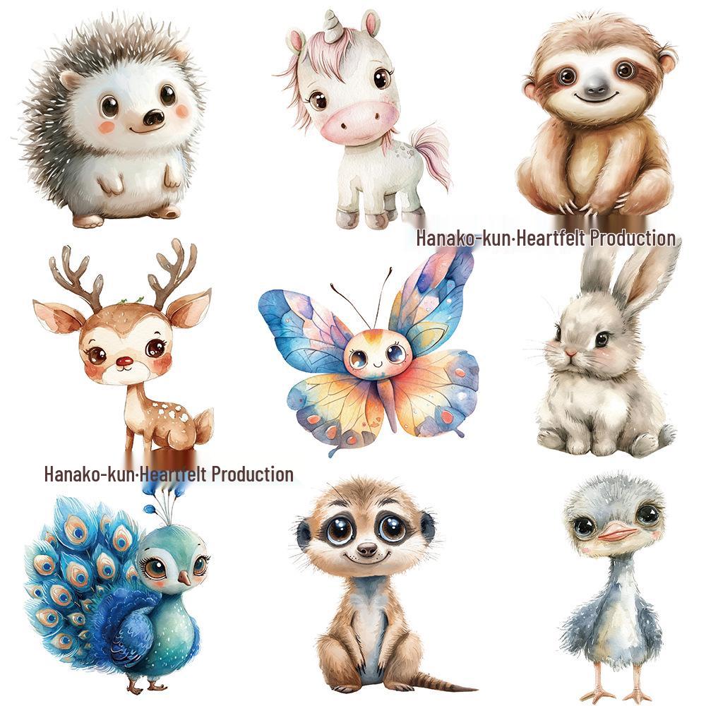 50 Cute Watercolor Cartoon Animal Stickers for Notebooks, Phone Cases, and Journals