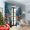 2pcs 2D flat printing Merry Christmas Scene Curtains Winter Village Versatile Polyester Without Electricity Festive Wall Decor