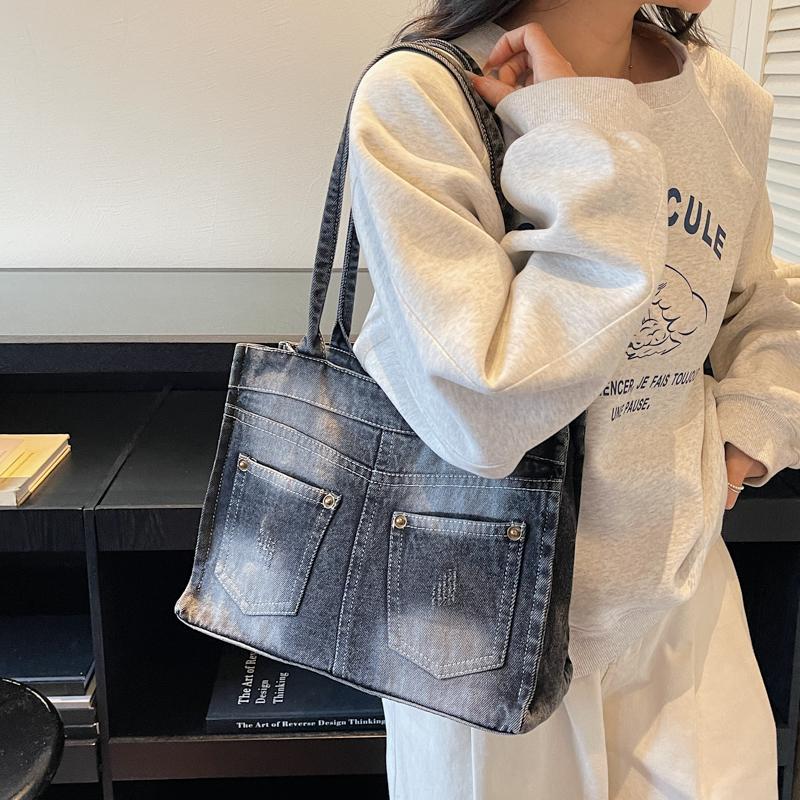 Fashion commuting Women big totes Washed denim female Handbag Large capacity Shoulder Bags Jeans Female Travel Shopping bag
