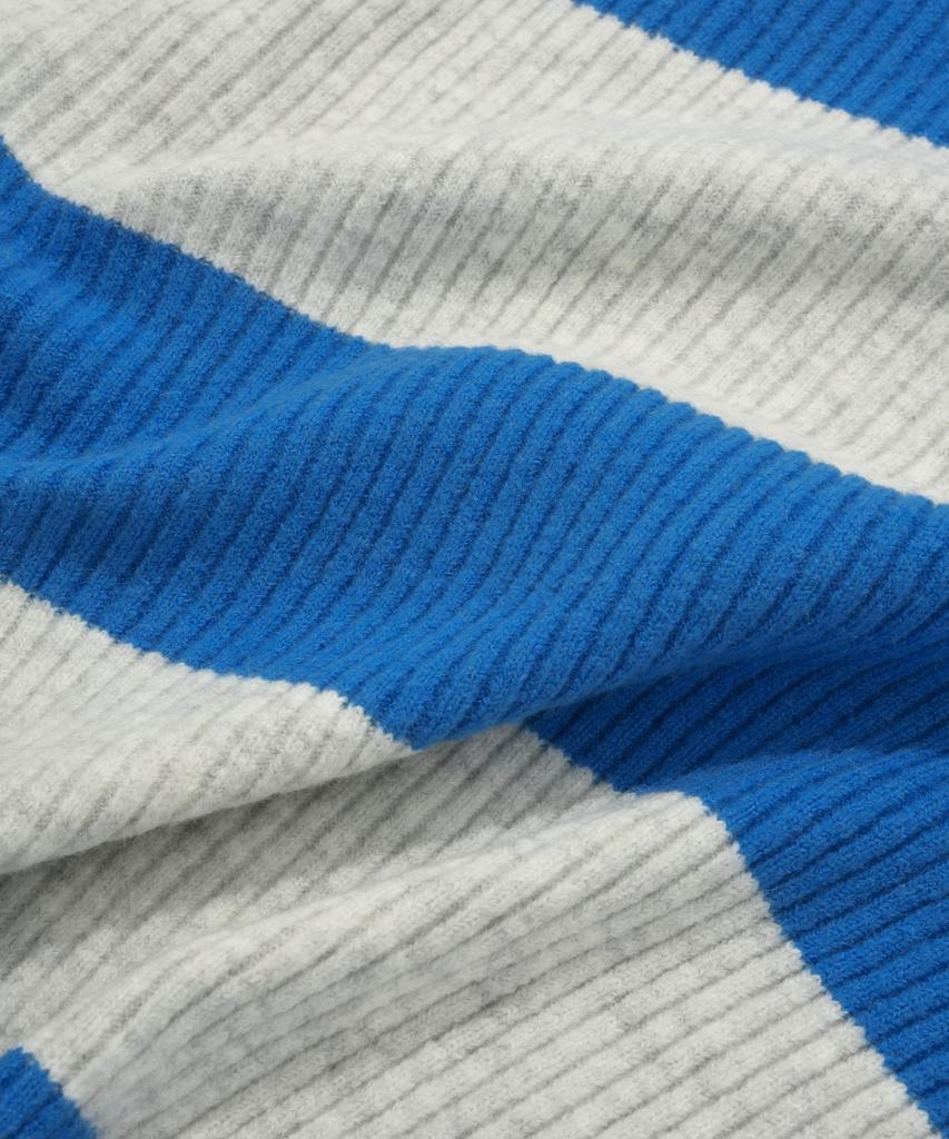 COVERNAT Color Block Stripe Collar Knit Blue