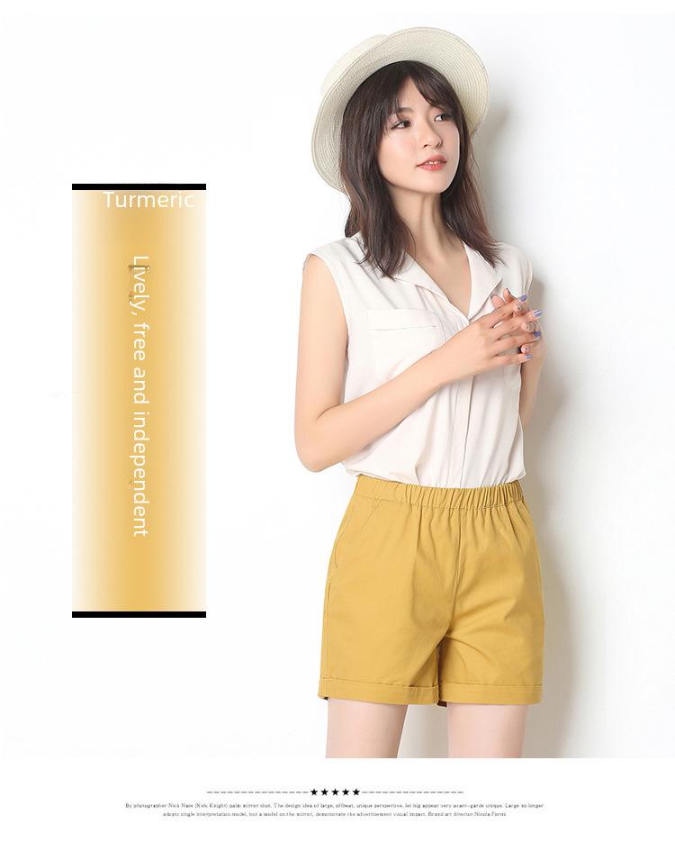 Women's Candy Color Elastic Waist Beach Shorts - Plus Size, Loose Fit, Wide Leg, Summer Home & Sports Cotton Leggings