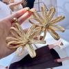 Zinc Zinc Alloy Straw Woven Earrings Elegant Hollow Floral Earrings Exaggerated Flower Ear Studs  Vacation