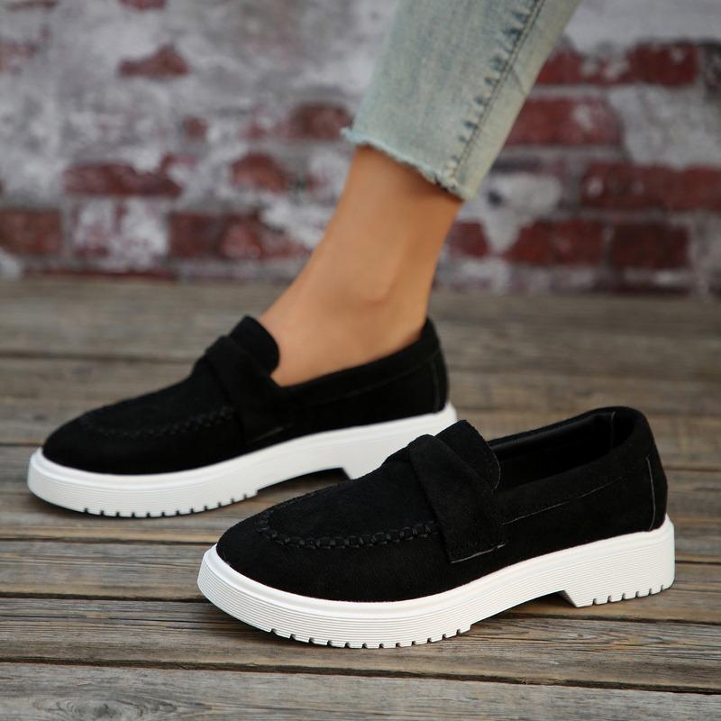 2026 Classic Hot Sale Flat Female New Style Thick-soled Casual and Comfortable Loafers Leather Fashion Shoes Suede Walking