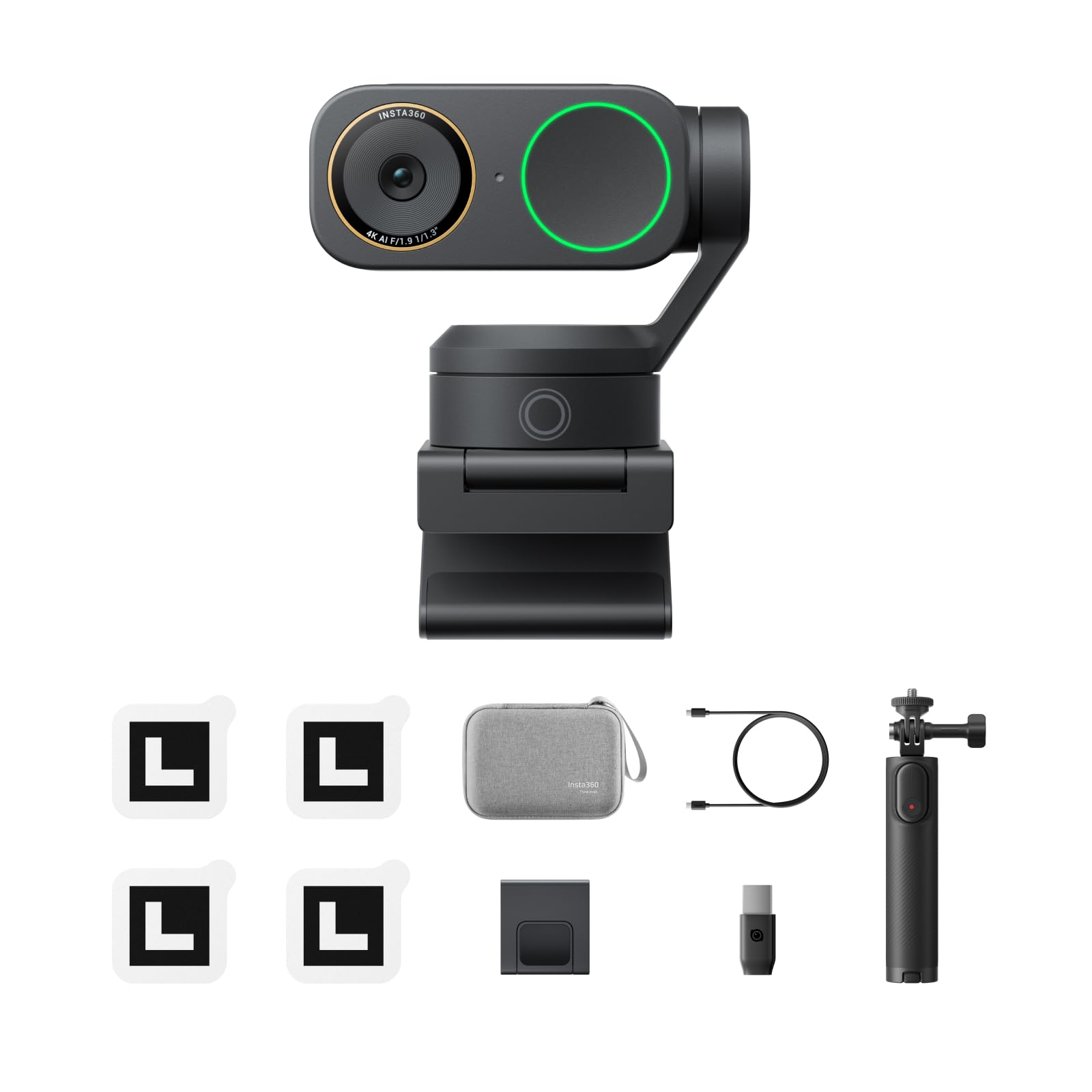 

Insta360 Link 2 Pro 4K Webcam with Low Light AI Microphone Noise Cancelling Stream Compatible with Ideal for Streaming and Online for Webcam, PTZ, чорний