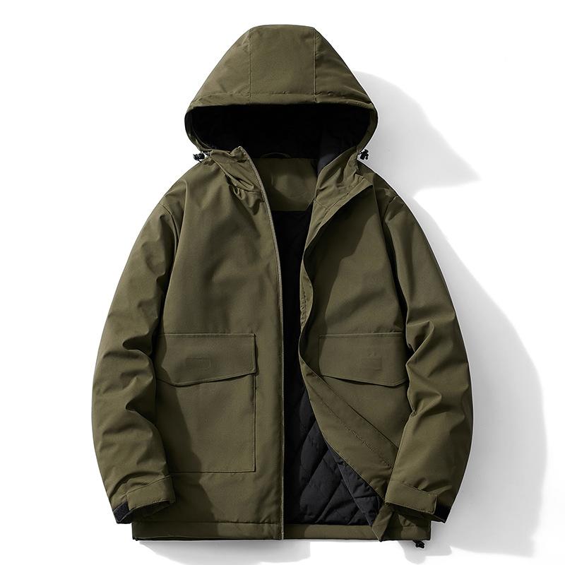 Men's Windproof Waterproof Cotton-padded Two-piece Set Winterproof Warm Cotton-padded Hooded Jacket