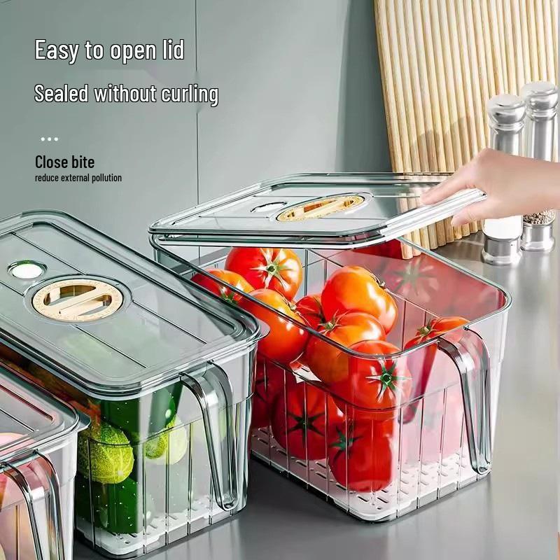 Food-Grade Refrigerator Storage Box with Handle for Vegetables, Fruits, Eggs & More