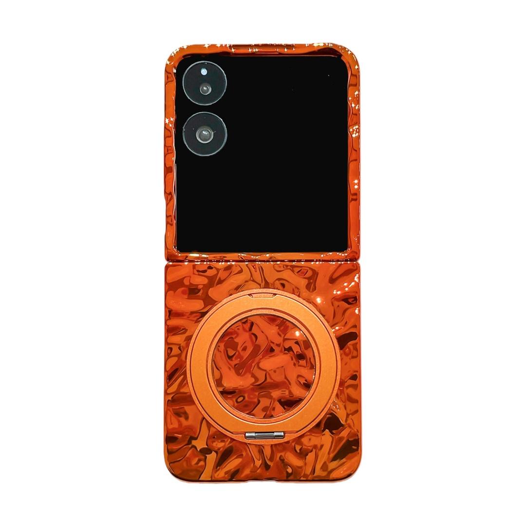 

For Xiaomi Mix Flip Case Waves Orange Plated Ring Holder Design Mobile Phone Cover Xiaomi mix flip 2