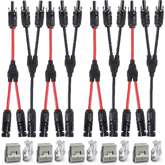 4 пары солнечных коннекторов Y-образный параллельный адаптер Кабель Провод Штекер 2 в 1 Разъемы Папа Мама (М/Ж, Ж/ММ) для солнечной панели с зажимами для PV-кабеля