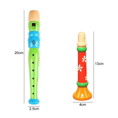 Set Trompetă Flaut din Lemn Copii Corn Multicolor Puzzle Instrumente Muzicale Jucării Jucărie Montessori Educațională Timpurie pentru Copii TMZ