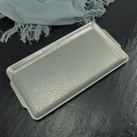 Japanese Retro Food Plate Stainless Steel Serving Tray Food Grade Safe Rectangular Plate Kitchen Dining Dish for Sushi Dessert