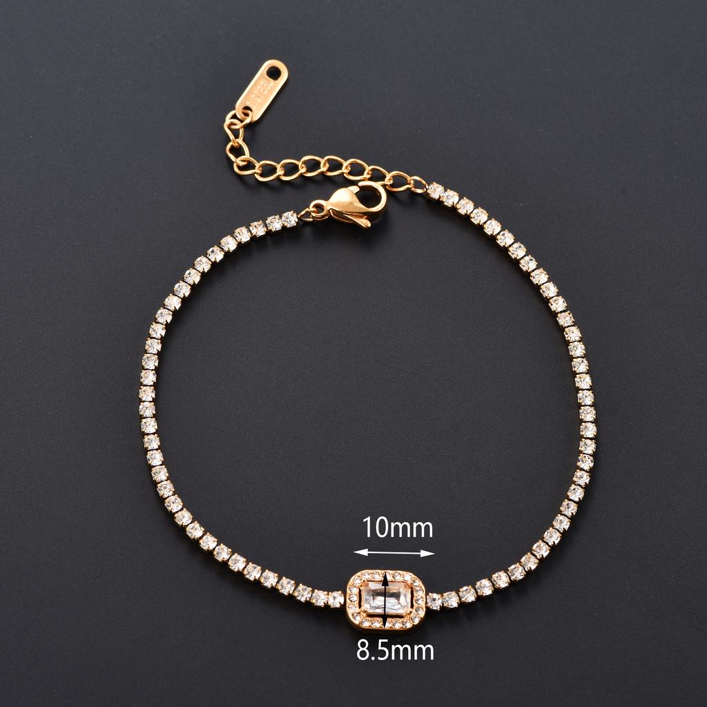 2mm Sparkly Stainless Steel Cubic Zirconia Tennis Bracelet for Women Rhinestone Charms Hand Chain Crystal Bangle Metal Jewelry