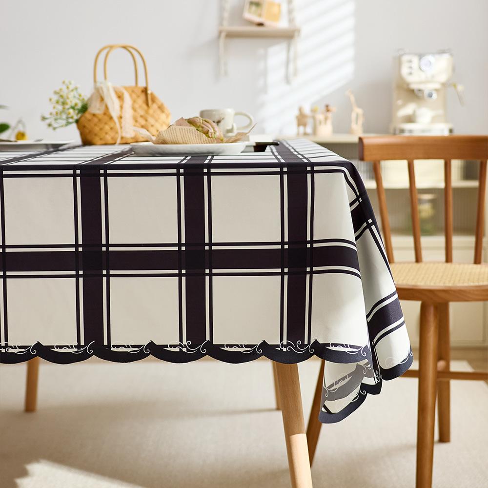 Cream Tablecloth Waterproof Leave-In Light Luxury High-End Dining Table Tablecloth Rectangular Coffee Table Cloth