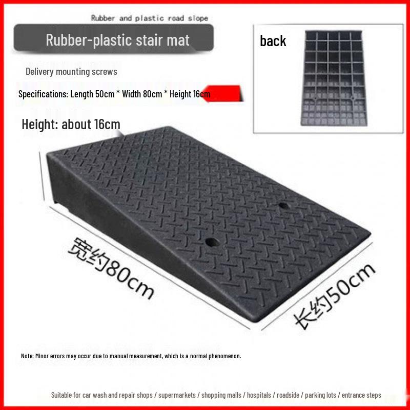 Rubber-Plastic Car Ramp: Slope Mat, Curb Edge, Uphill Climb, Triangle Speed Bump