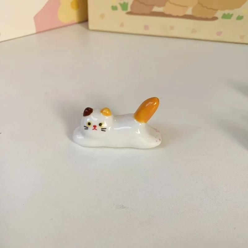 Ceramic Cute Cat Chopstick Holder Tableware Japanese Style Underglaze Restaurant Simple Oval Spoon Bracket Utensil for Kitchen