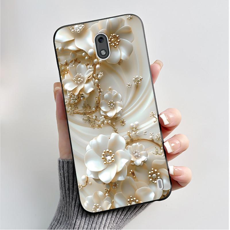 Printing Pattern Case For Nokia 2 / Nokia 2.2 / Nokia 2.1 Fundas Soft Silicone Black Shell Cover Cute Flower Cartoon Casing Capa