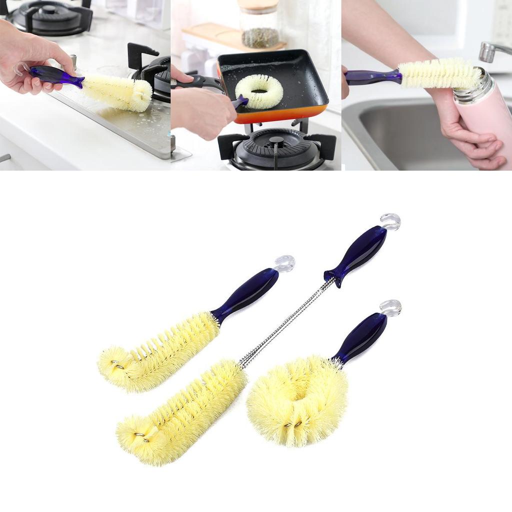 Long Handle Vase Cleaning Brush With Dense Bristles And Curved Design