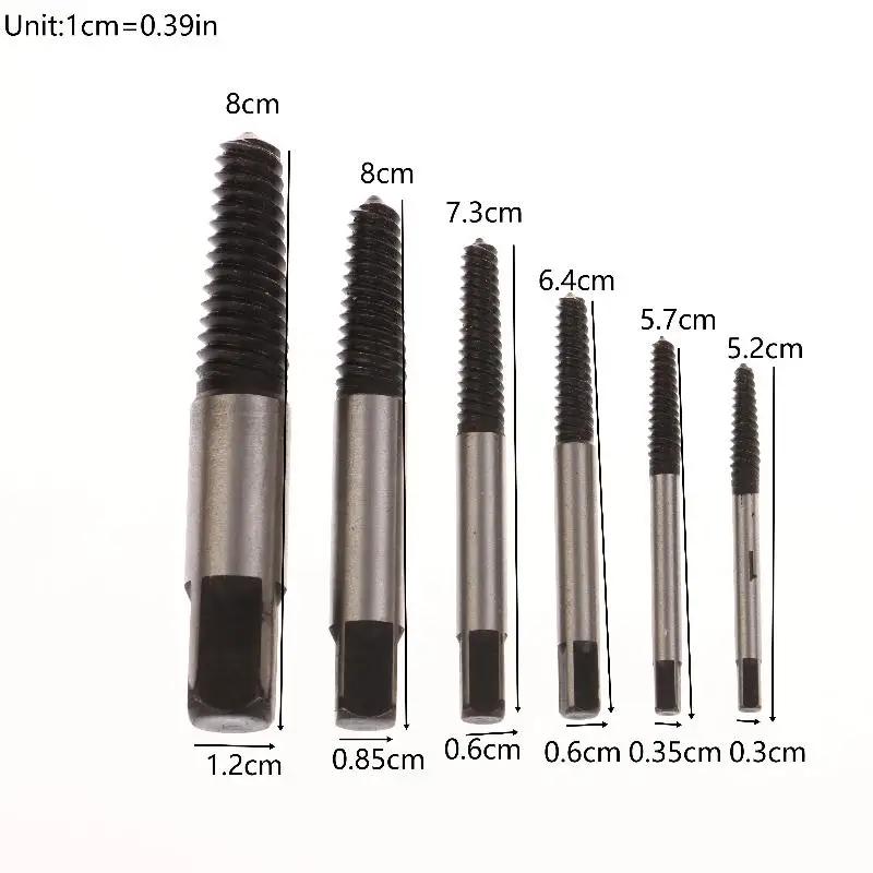 5/6Pcs Damaged Broken Screw Remover Kits Easy Out Damaged Bolts Remover Tool Chrome-vanadium Steel Stripped Screw Extractor