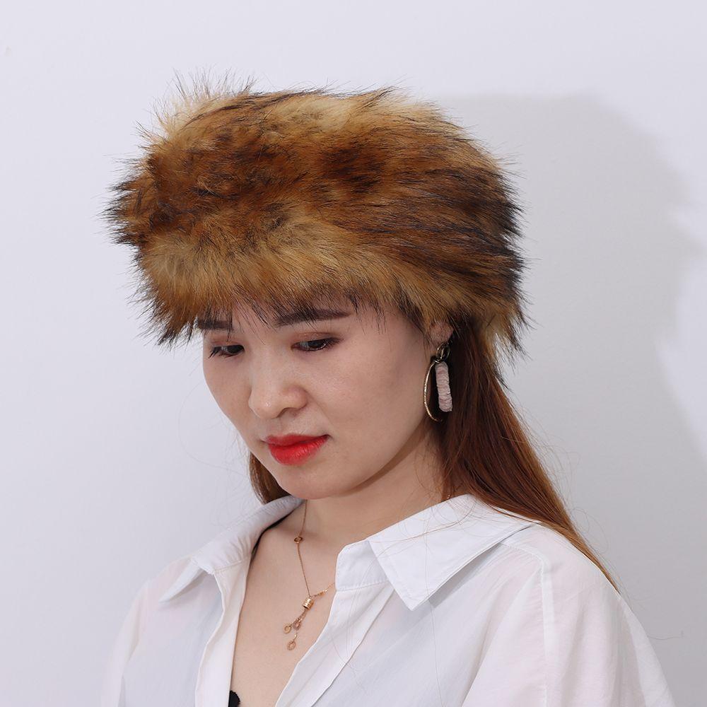 Outdoor Snow Earwarmer Girl Faux Fur Headband Fur Faux Women Winter Hats Fluffy Russian Caps