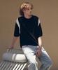 KNITTED Summer Varsity Short Sleeve Knit Tee Black
