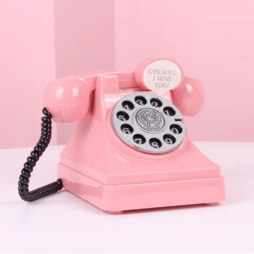 

Cartoon Telephone Piggy Bank Mini Money Box Ornaments Plastic Telephone Model Children s Toy Red-2
