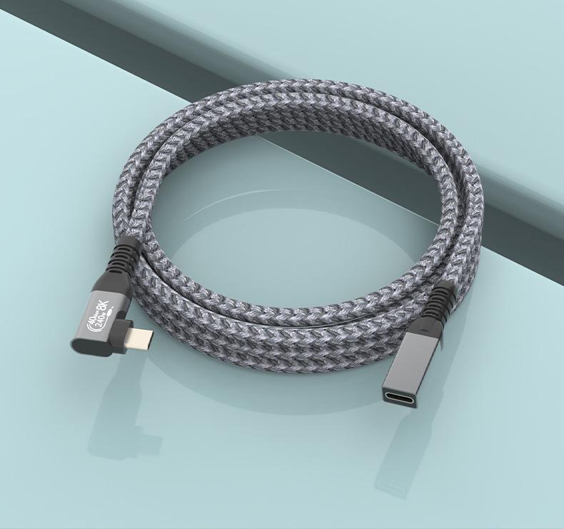 USB4 Type-C Elbow Extension Cable (M To F) Thunderbolt 4/3, 240W Fast Charging, 40Gbps
