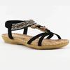 Fashion Flowers Crystal Bohemian Sandals Women Plus Size Non-Slip Beach Sandalias Mujer Elastic Band Low Heel Retro Sandals Woman 43